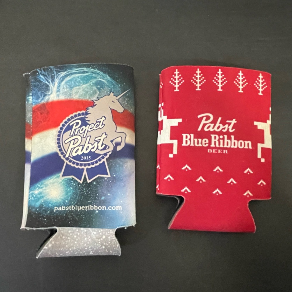 Pabst Blue Ribbon Can Coolers Koozies set of 2